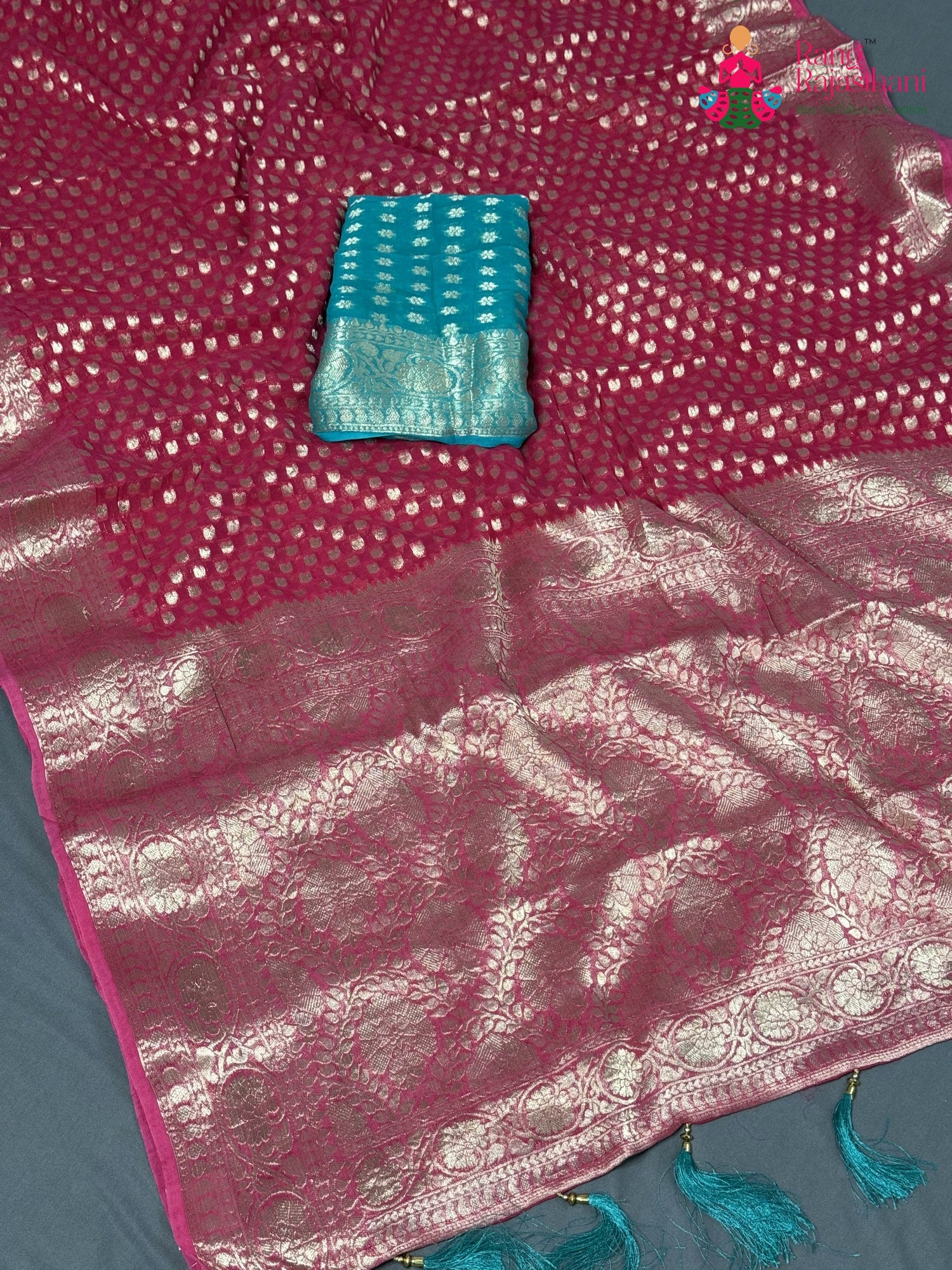 Pink Soft Georgette Banarasi Zari Weave Saree for Sangeet Night | Festive Collection