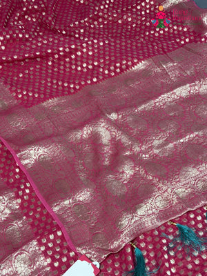 Pink Soft Georgette Banarasi Zari Weave Saree for Sangeet Night | Festive Collection