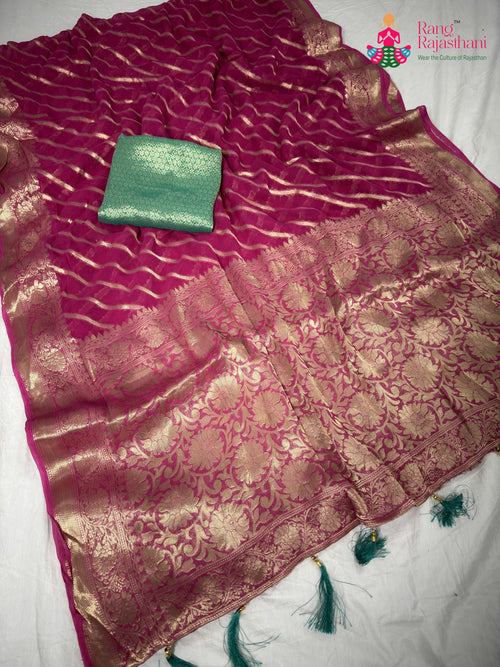 Pink Soft Georgette Banarasi Zari Weave Saree : Subtle Charm main-image