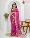 Pink Soft Georgette Banarasi Zari Weave Saree for Festive Celebration | Artisan Craft
