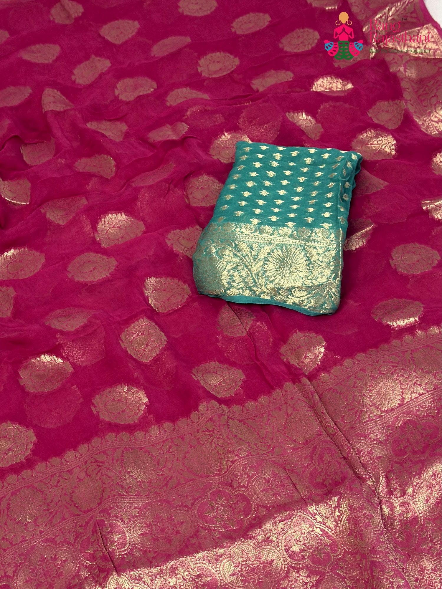 Pink Soft Georgette Banarasi Zari Weave Saree for Mehendi Ceremony | Signature Edit
