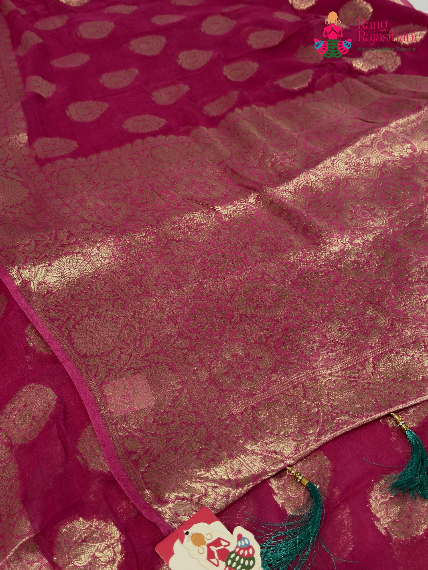 Pink Soft Georgette Banarasi Zari Weave Saree for Mehendi Ceremony | Signature Edit