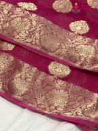 Pink Soft Georgette Banarasi Zari Weave Saree for Mehendi Ceremony | Signature Edit