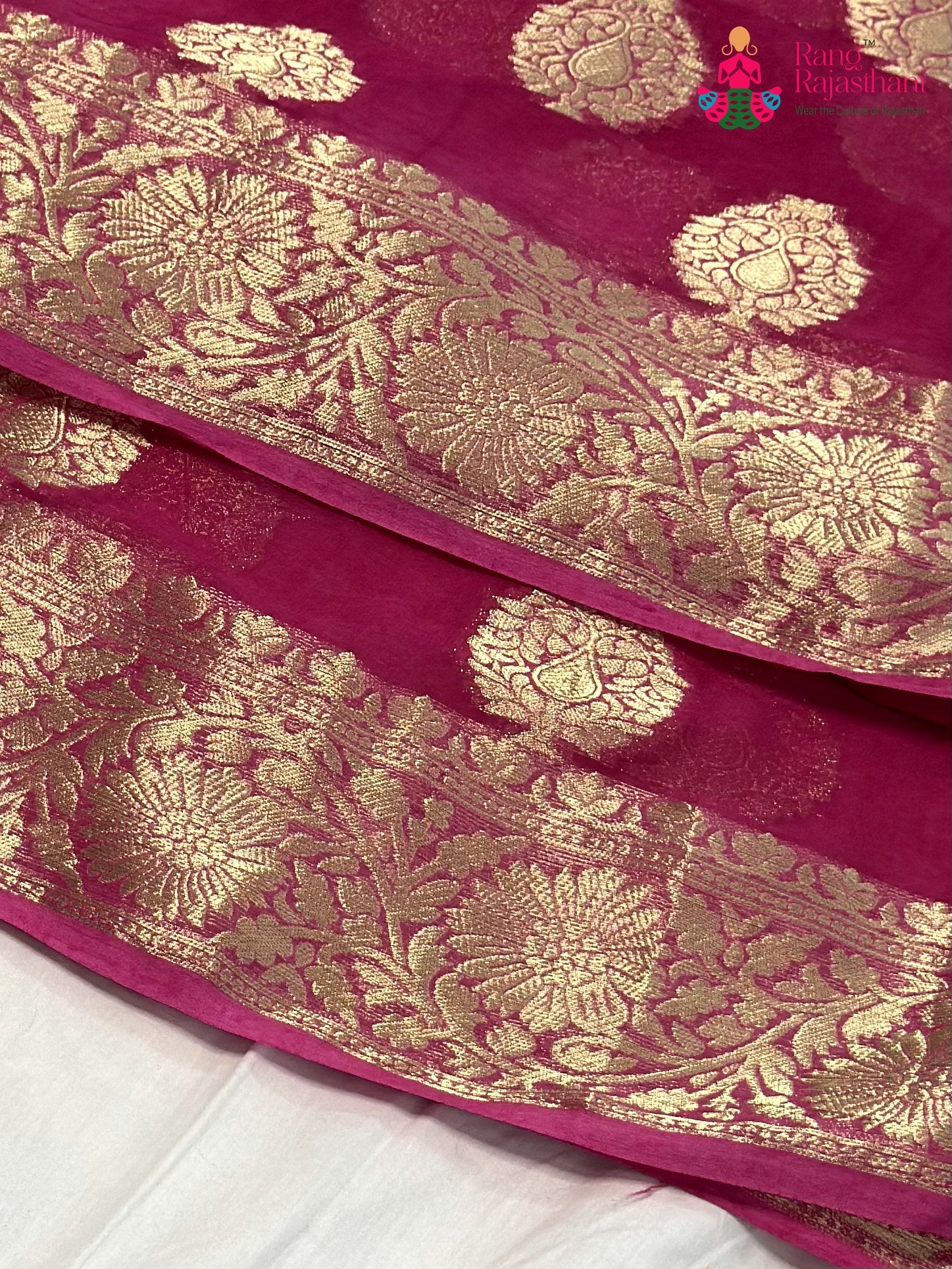 Pink Soft Georgette Banarasi Zari Weave Saree for Mehendi Ceremony | Signature Edit