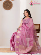 Pink Imported saree with Printed pallu detailing