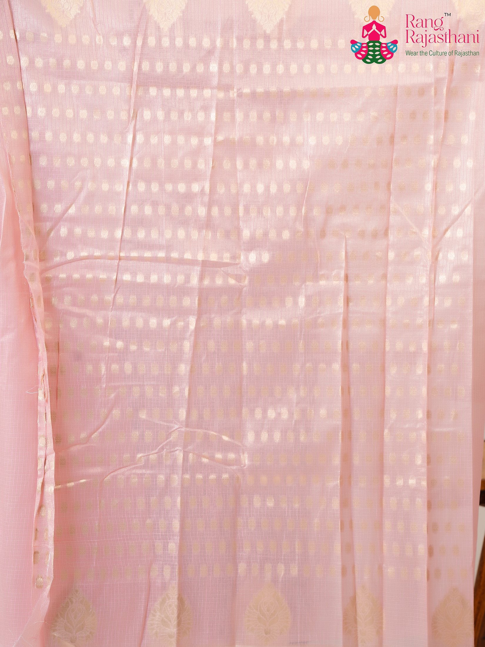 Pink Imported saree with Weaving pleats view