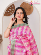 Pink SyntheticSilk saree with Printed close up detailing