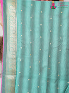 Pink SyntheticSilk saree with Printed pleats view