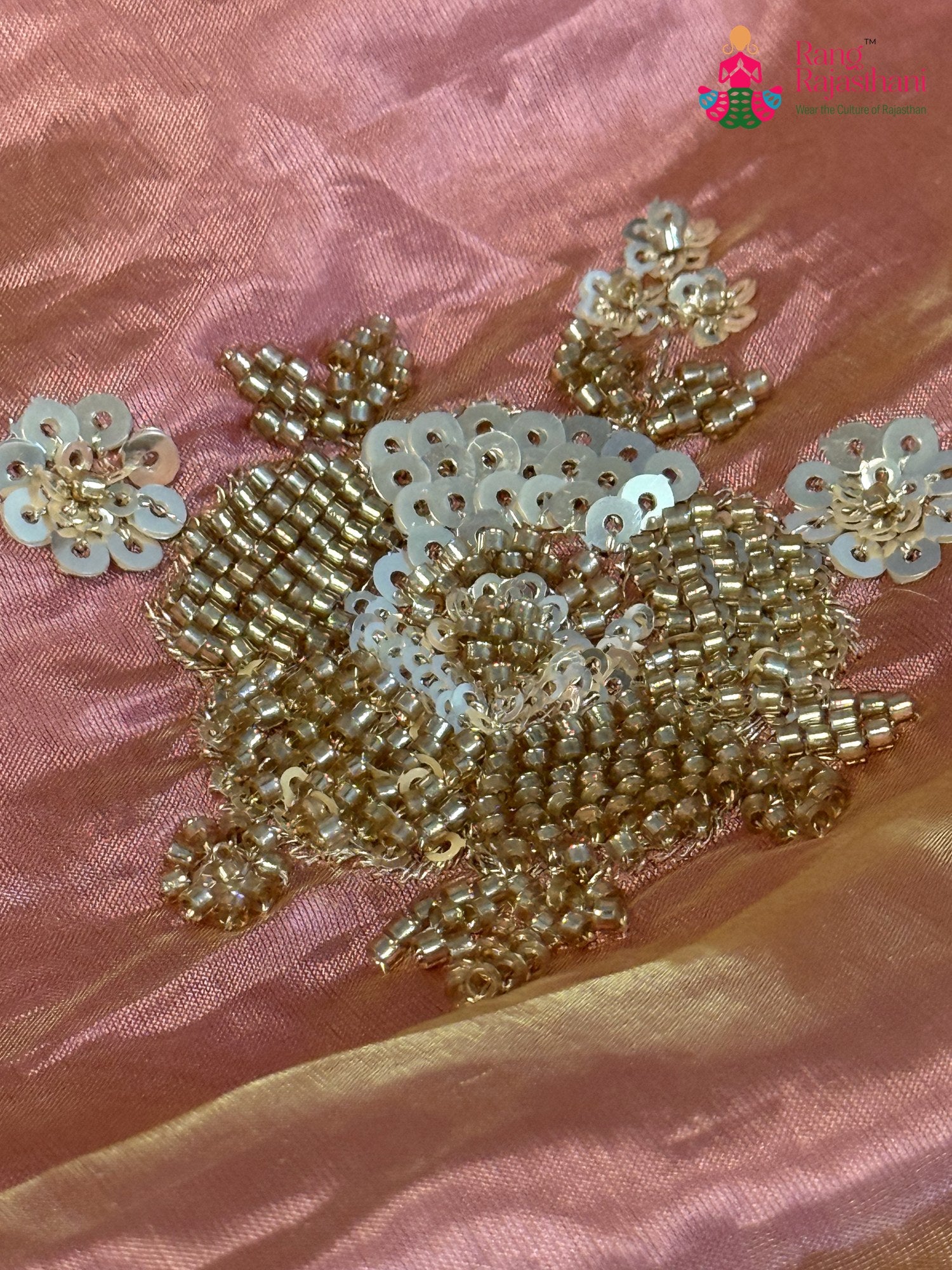 Pink Synthetic Hand Embellishment Saree for Bridal | Curated Edit
