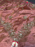 Pink Synthetic Hand Embellishment Saree for Bridal | Curated Edit