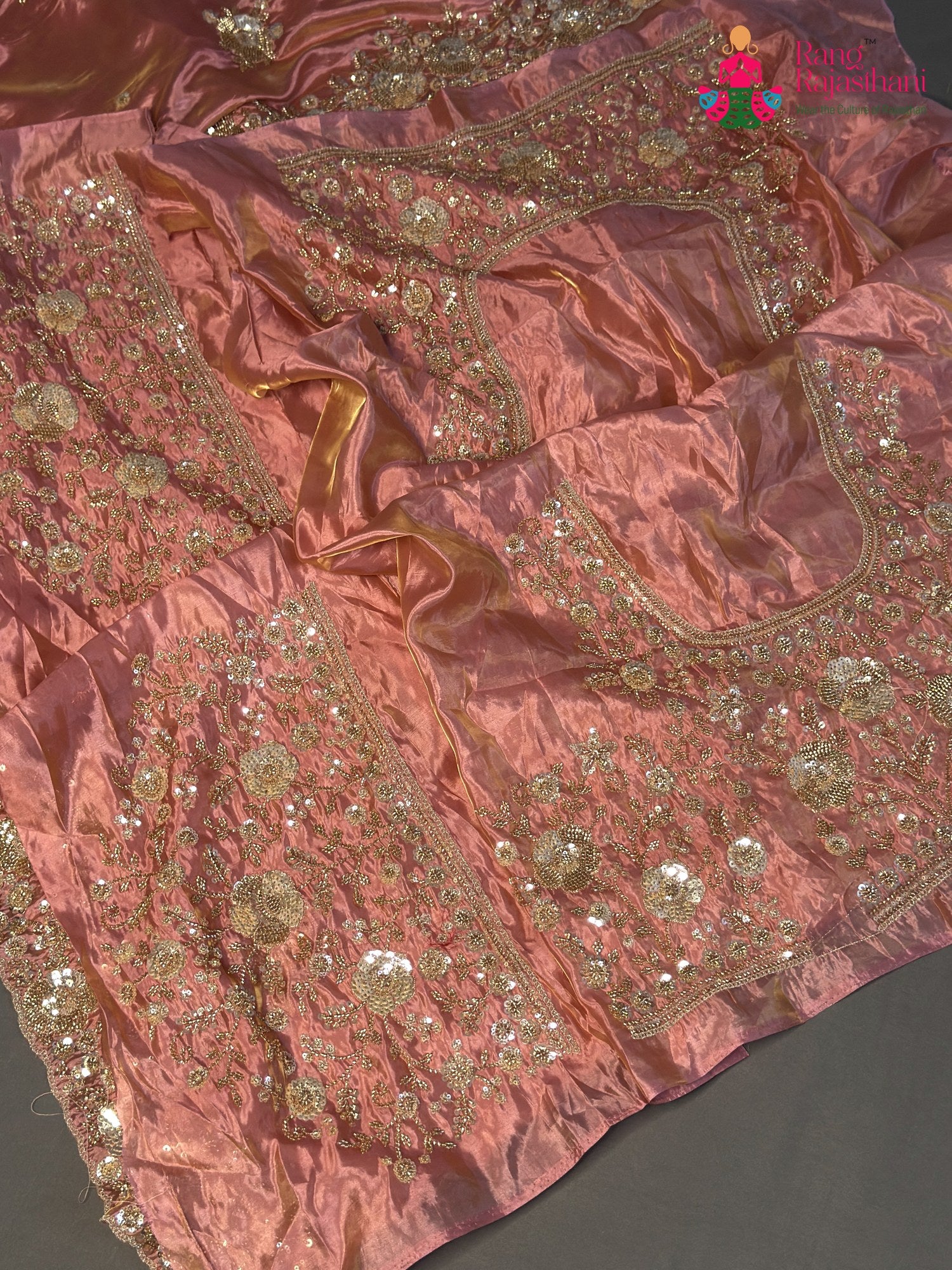 Pink Synthetic Hand Embellishment Saree for Bridal | Curated Edit