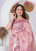 Pink Imported saree with Printed close up detailing