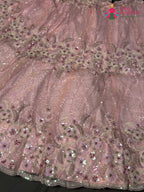 lehenga flare detailing of pink synthetic sequin saree