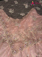 chunni detail of pink synthetic sequin saree