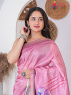 Pink Imported saree with Printed close up detailing