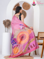 Pink Imported saree with Printed back view