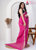 Gajri Chinon saree with Sequence pallu detailing