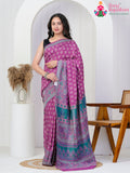 Purple Cotton officeParty saree with Printed from Rang Rajasthani