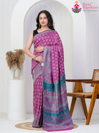 Purple Cotton officeParty saree with Printed from Rang Rajasthani