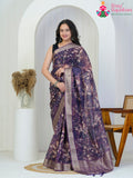 Plum Imported Party saree with Zari from Rang Rajasthani