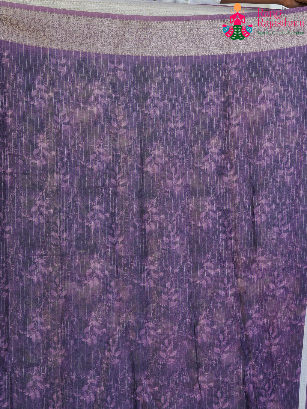 Plum Imported saree with Zari pleats view