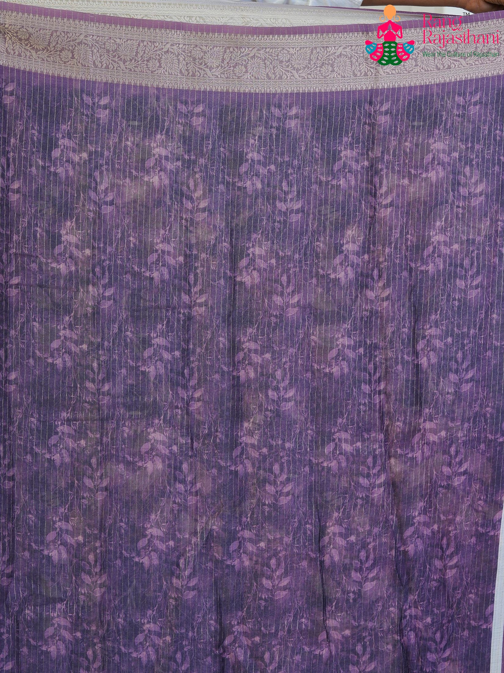 Plum Imported saree with Zari pleats view