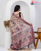 Wine Imported saree with Printed close up detailing