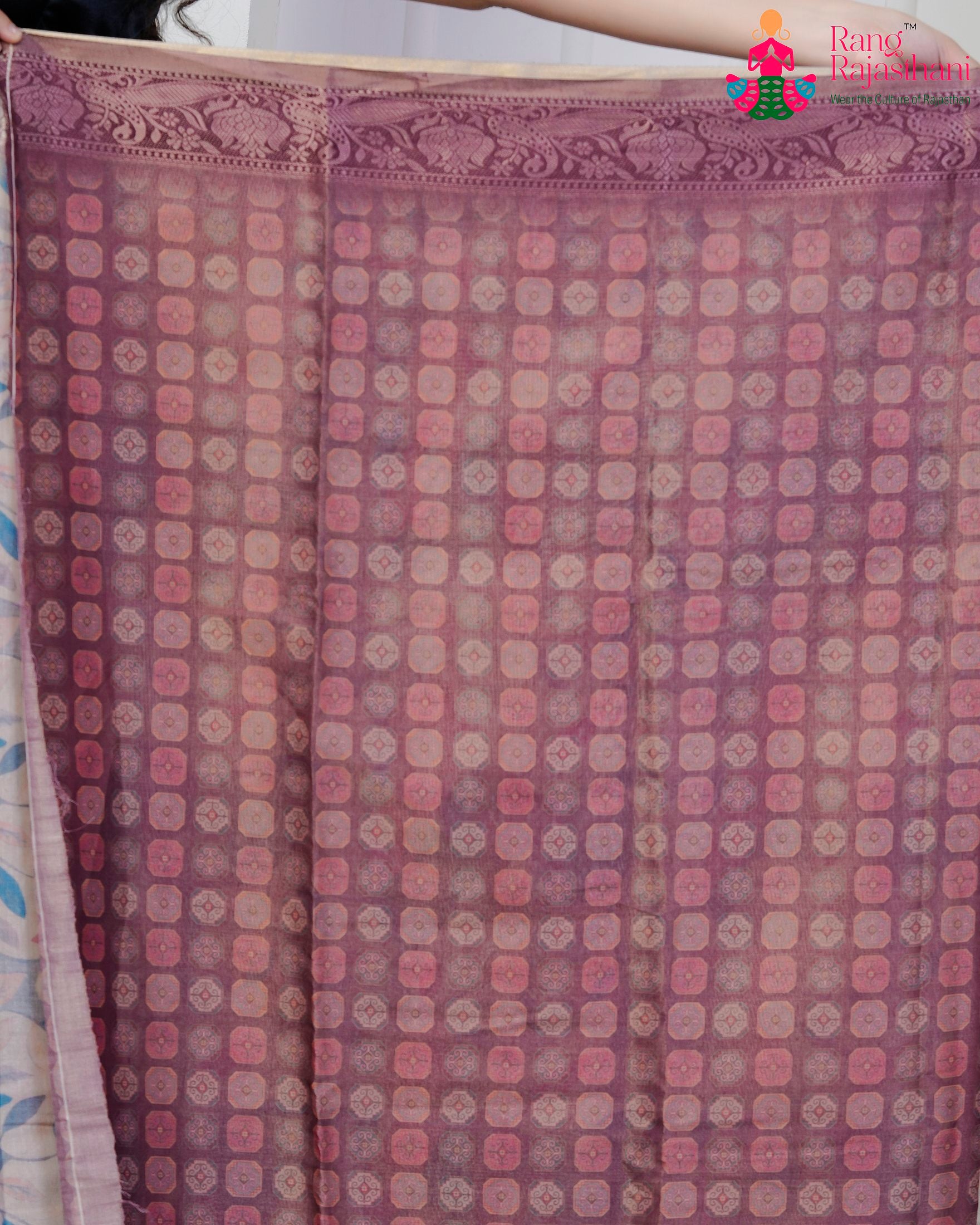 Wine Imported saree with Printed pallu detailing