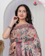 Wine Imported saree with Printed back view