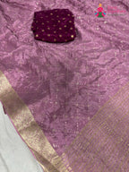 fabric texture of premium lavender fabric saree