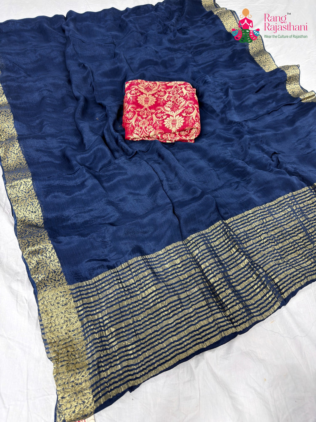 border detailing of premium mor pich fabric saree