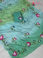 full view of premium pick pure pure chiffon fine hand brush print with cutdana 2525