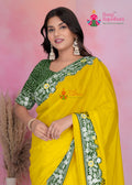 Yellow Art Silk Gota Patti Saree for Haldi Ceremony | Classic Edit