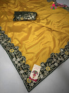 fabric texture of premium yellow fabric saree