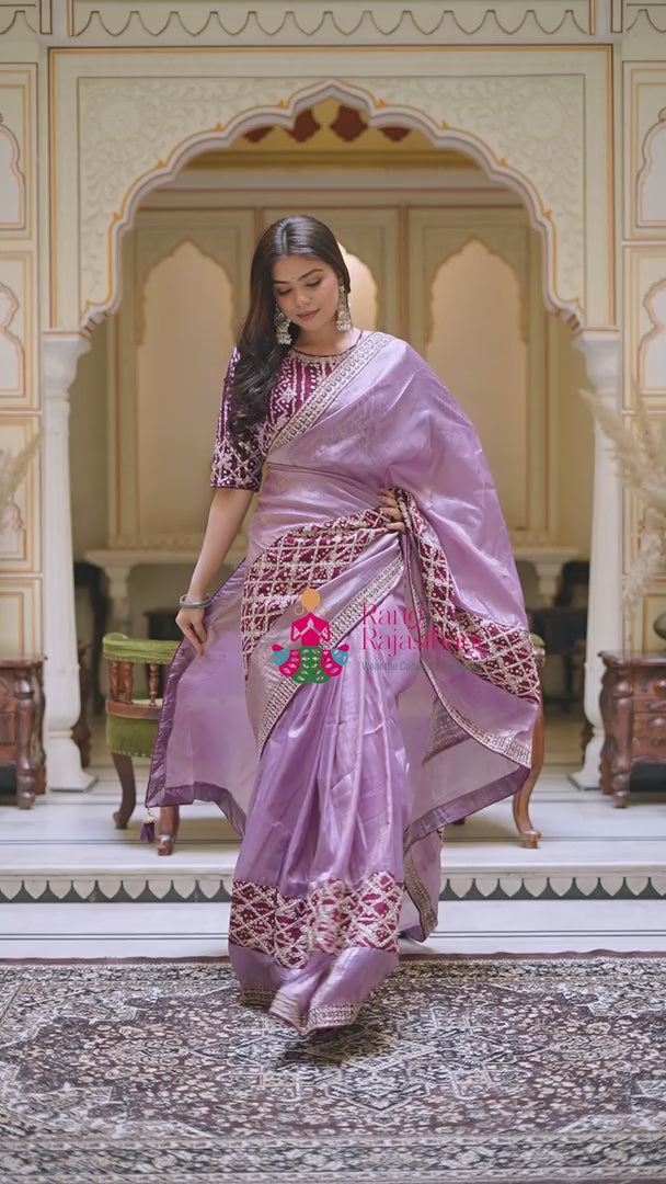 Purple Synthetic Zari Embroidery Saree for Wedding Reception | Stylist Pick