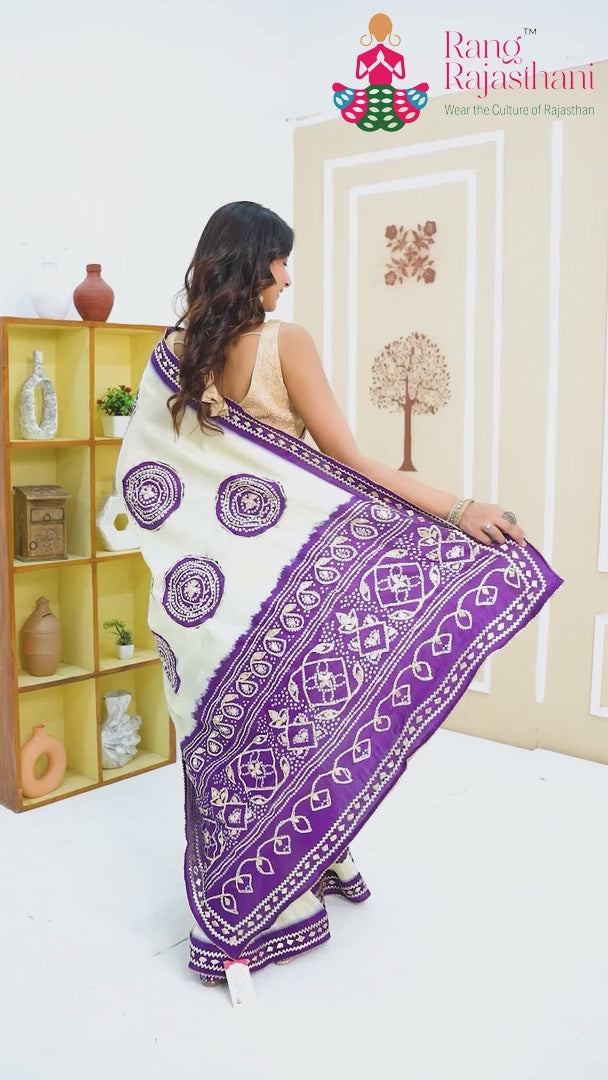 Purple Pure Tissue Silk Gota Patti Saree for Festive Celebration | Designer Edit
