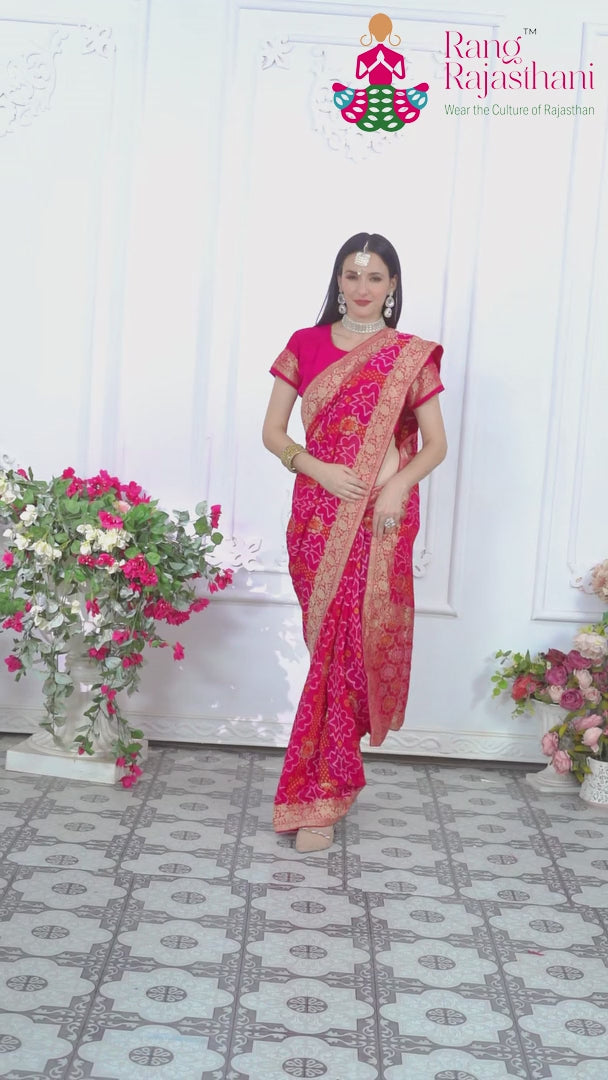 Rani Soft Georgette Banarasi Zari Weave Chunri Saree for Wedding Reception | New Season