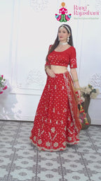 Red Gajji Silk Bandhani Chunri Lehenga Chunni for Wedding Reception | Heritage Collection