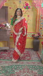 Red Soft Georgette Bandhani Chunri Saree for Mayra Ceremony | Classic Pick