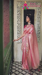 Purple Synthetic Zari Embroidery Saree for Bridal | Festive Collection
