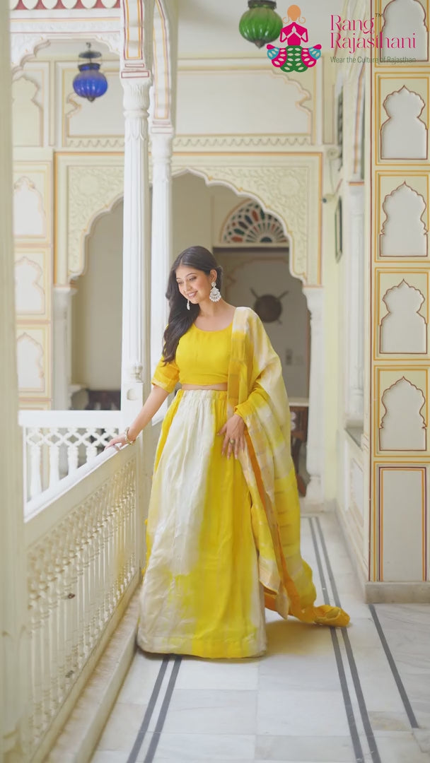 Yellow Silk Banarasi Zari Weave Lehenga Chunni for Haldi Ceremony | Editor Pick