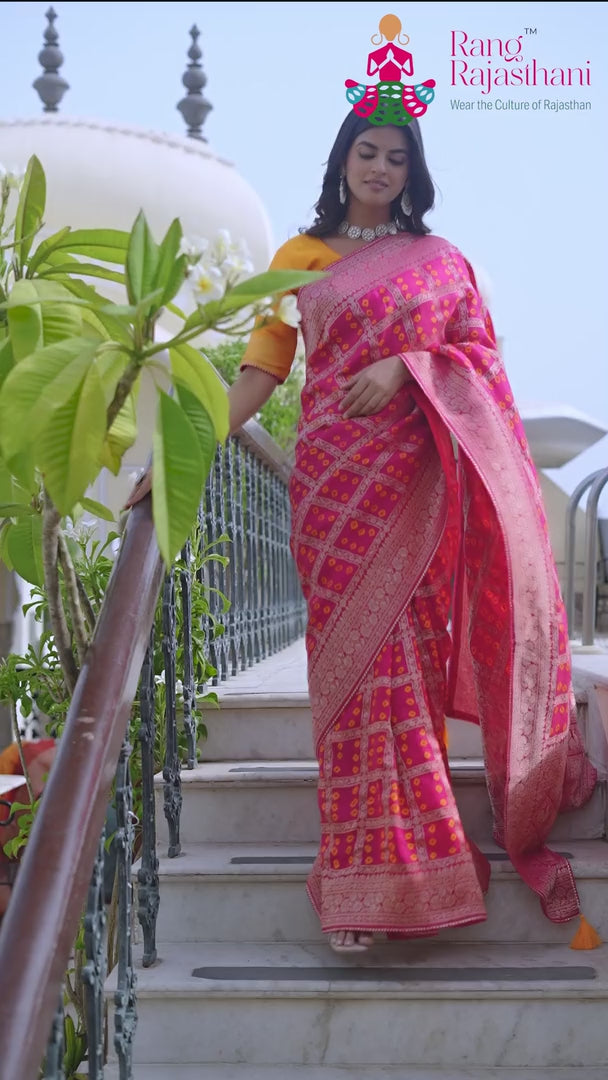 Rani Pure Dola Silk Banarasi Zari Weave Gharchola Saree for Festive Celebration | Statement Drape