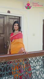 Yellow Pure Kora Silk Pila Saree for Motherhood Ceremony | Style Pick