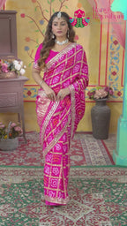 Rani Gajji Silk Banarasi Zari Weave Gharchola Saree for Mayra Ceremony | Bridal Collection