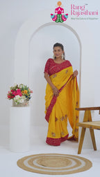 Yellow Synthetic Zari Embroidery Saree for Haldi Ceremony | Bridal Collection