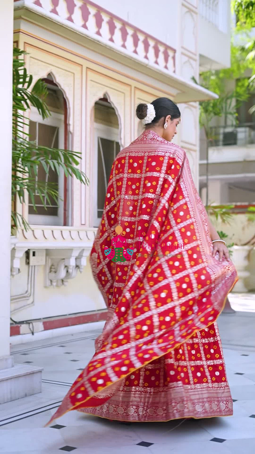 Red Silk Banarasi Zari Weave Lehenga Chunni for Haldi Ceremony | Luxury Edit