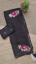 Black Pure Chiffon Sequin Saree for Wedding Reception | Luxe Collection