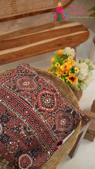Black Modal Ajrakh Print Saree for Wedding Reception | Shop Now