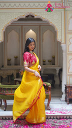 Yellow Synthetic Saree for Haldi Ceremony | Party Wear