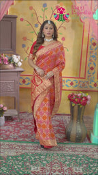 Red Soft Georgette Bandhani Chunri Saree for Mayra Ceremony | Ethnic Edit